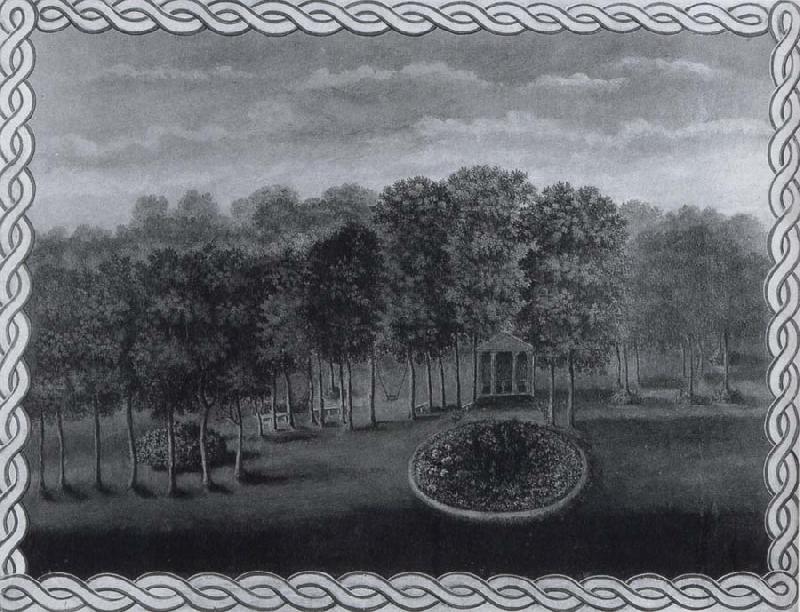 unknow artist Temple and flowerbed in the garden of the Hon oil painting image